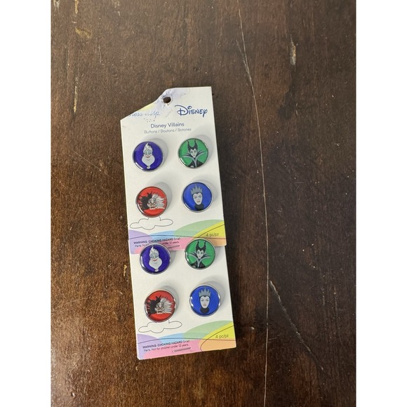 Dress It Up Buttons - Disney Villains - Ursula, Cruella, Evil Queen, Maleficent - Picture 3 of 3